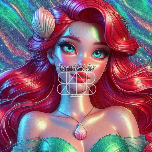 La sirène aux cheveux flamboyants (100cm x 100cm) - UnBrunBarbu