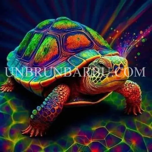 La tortue terrestre aux mille nuances. (80cm × 80cm). - UnBrunBarbu