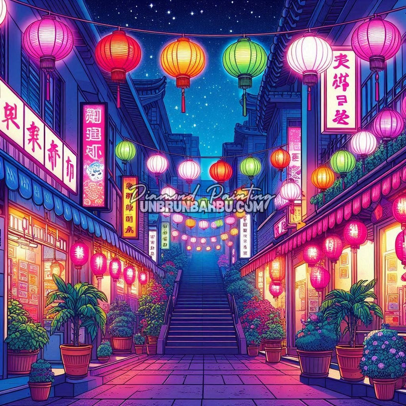 Lanternes du Crépuscule Enchanté (100cm x 100cm)