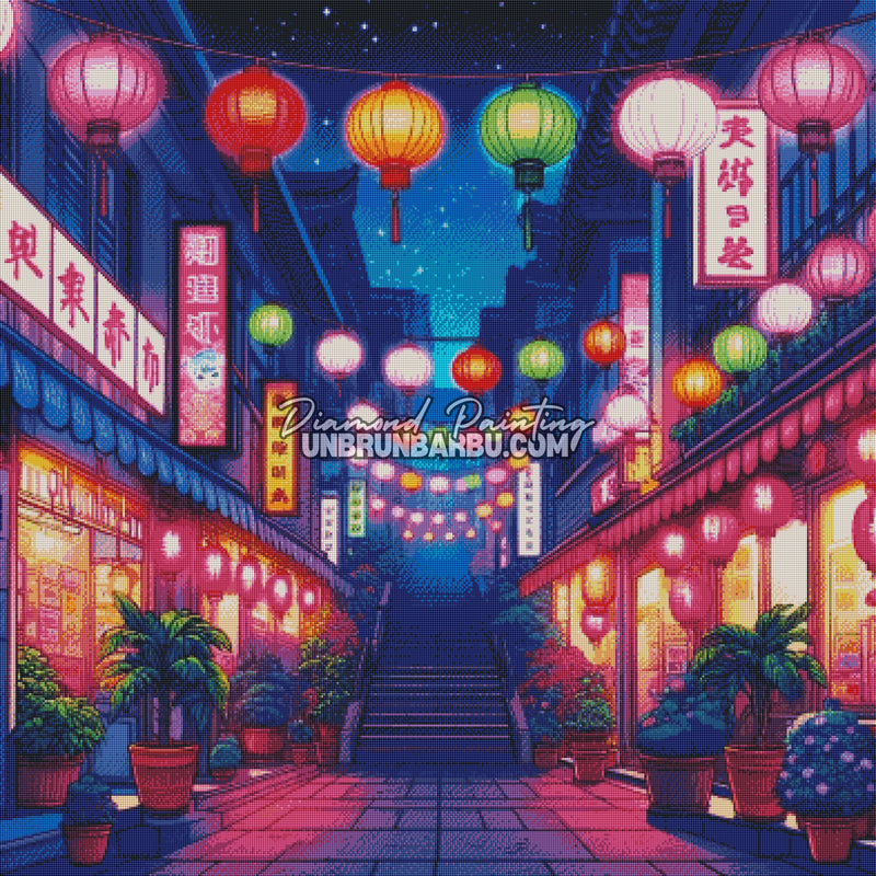 Lanternes du Crépuscule Enchanté (100cm x 100cm)