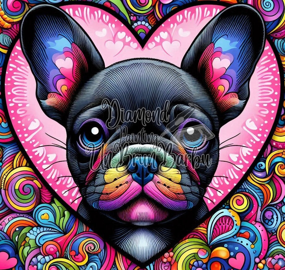 Le Bouledogue 'Pop Art' au Cœur Vibrant (70cm x 70cm)