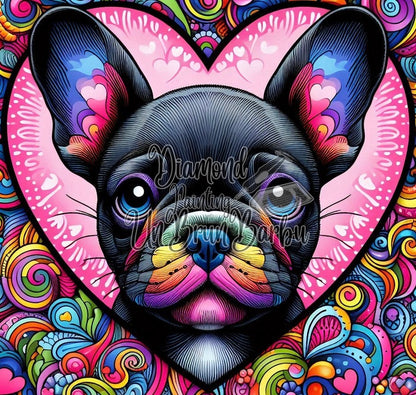 Le Bouledogue 'Pop Art' au Cœur Vibrant (70cm x 70cm)