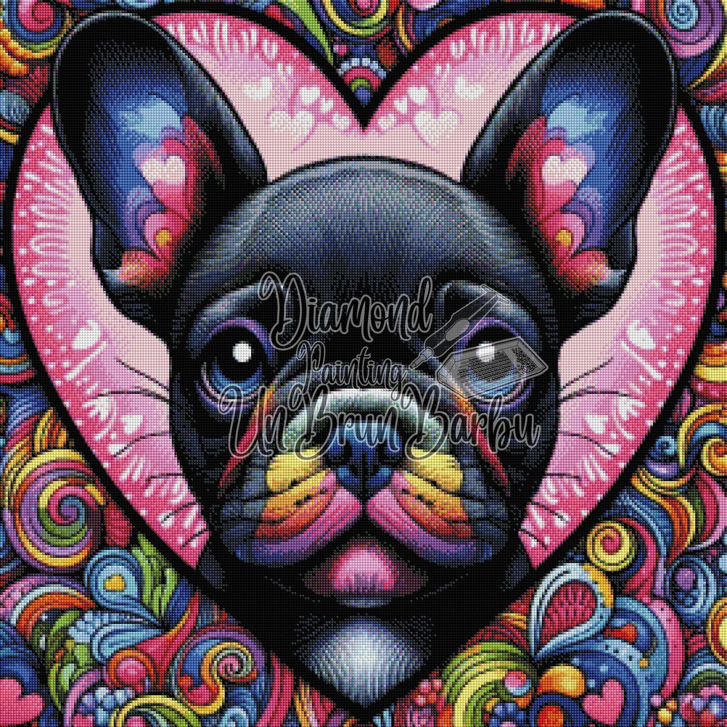 Le Bouledogue 'Pop Art' au Cœur Vibrant (70cm x 70cm)
