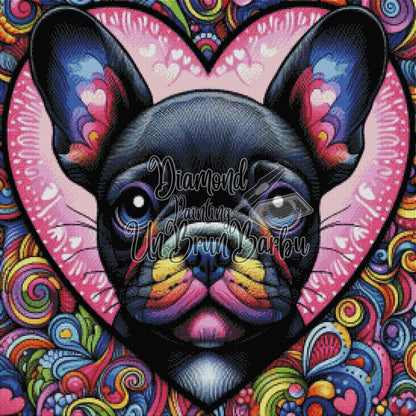 Le Bouledogue 'Pop Art' au Cœur Vibrant (70cm x 70cm)
