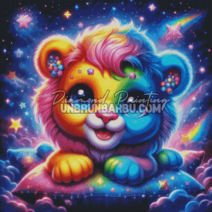 Le Lionceau Arc-en-Ciel des Étoiles (100cm x 100cm)