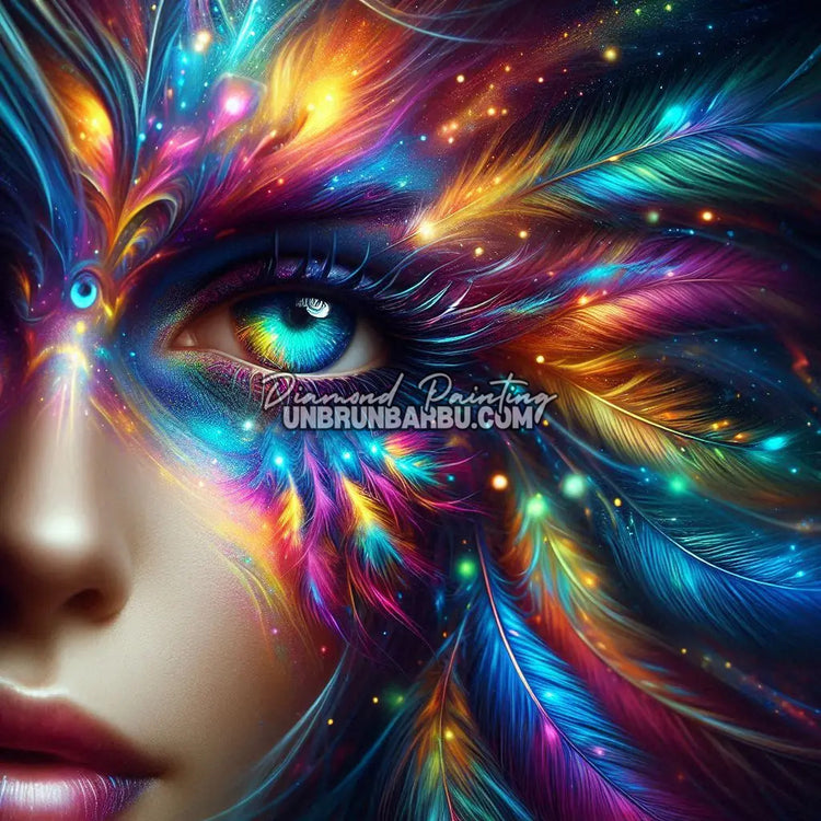 Le Masque des Plumes d’Aurore (90cm x 90cm)