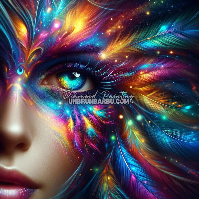 Le Masque des Plumes d’Aurore (90cm x 90cm)