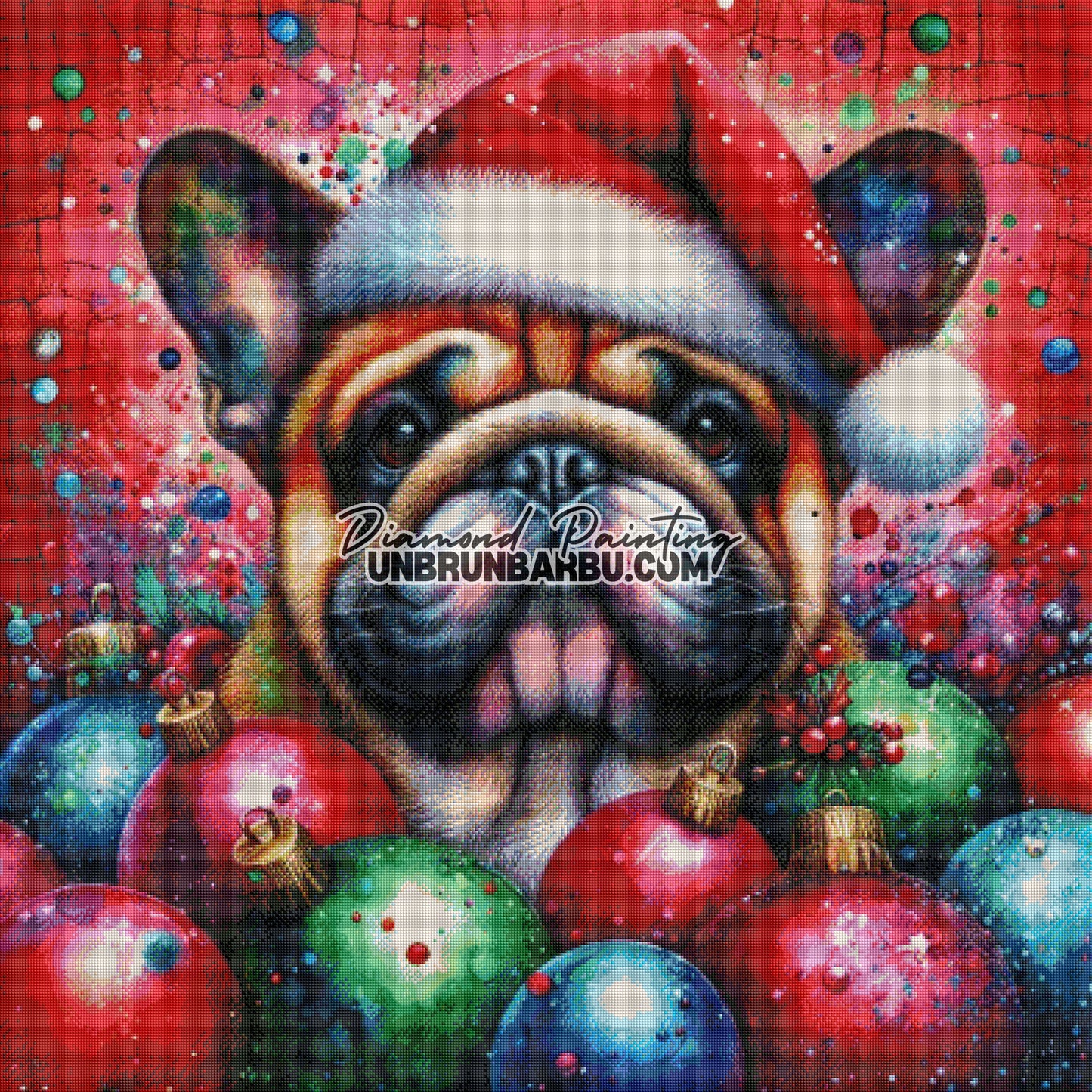 Le Noël de Mops (100cm x 100cm)