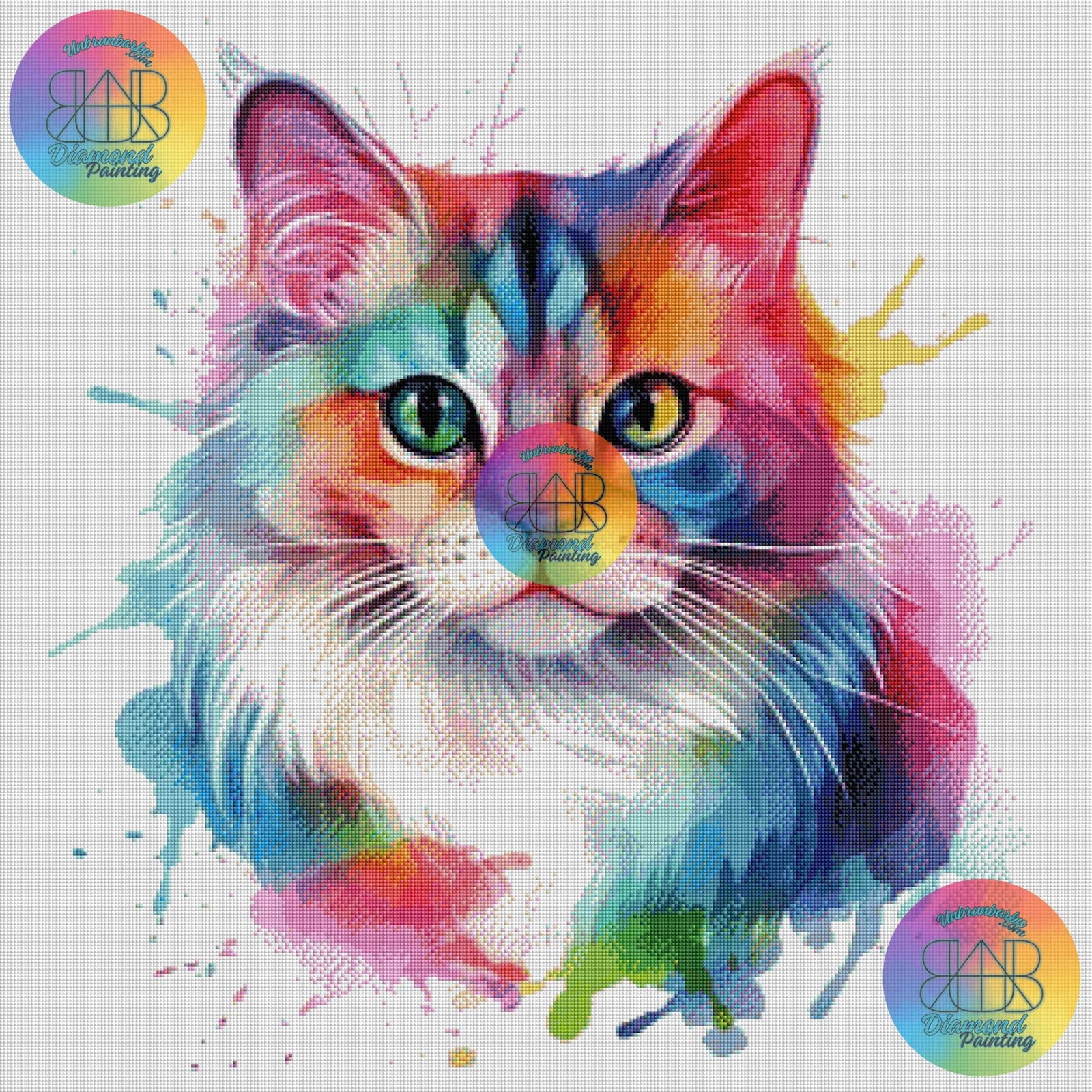 Le Chat aux Mille Couleurs. (80cm x 80cm). - UnBrunBarbu