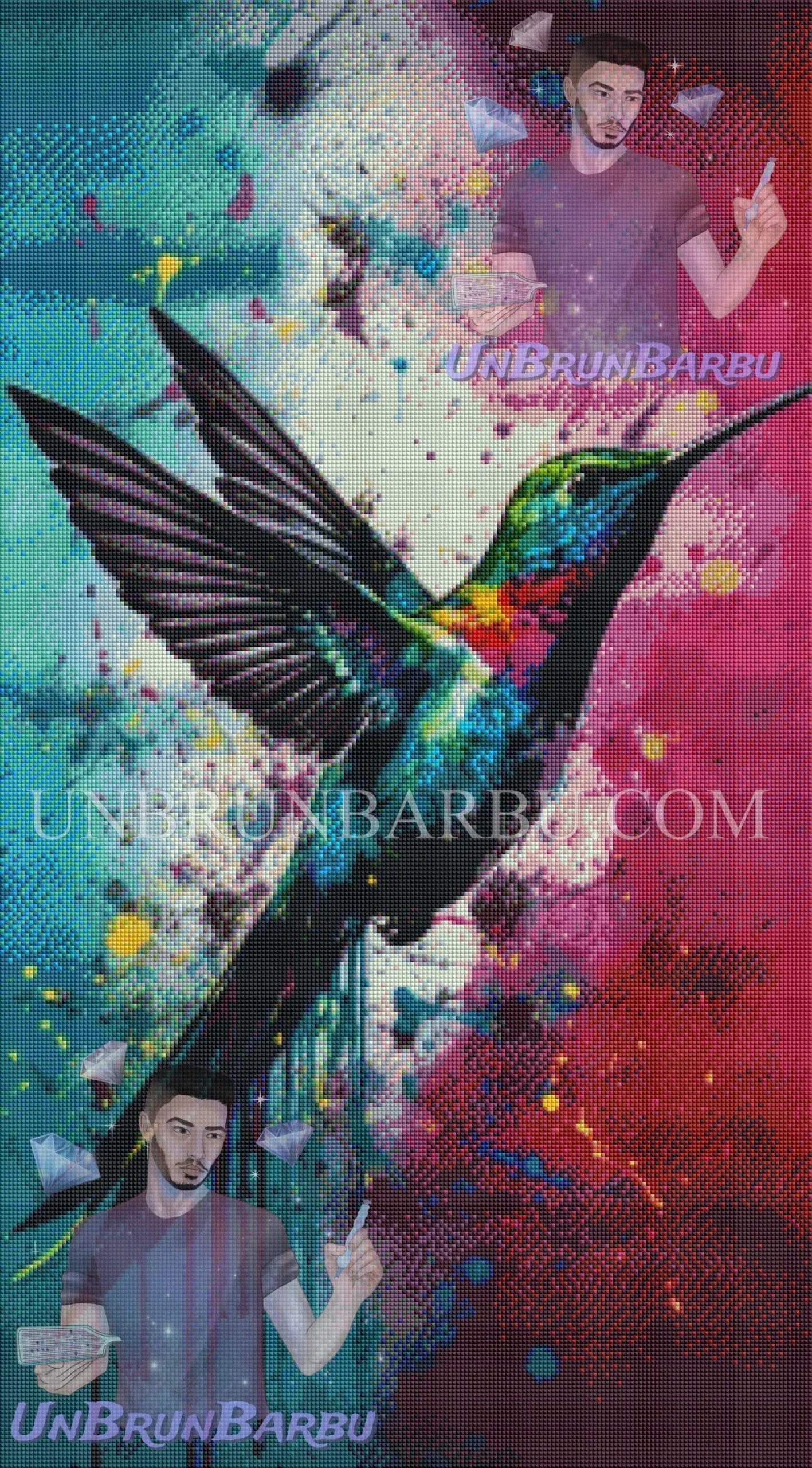 Le Colibri en Plein Vol. (50cm x 90cm) - UnBrunBarbu