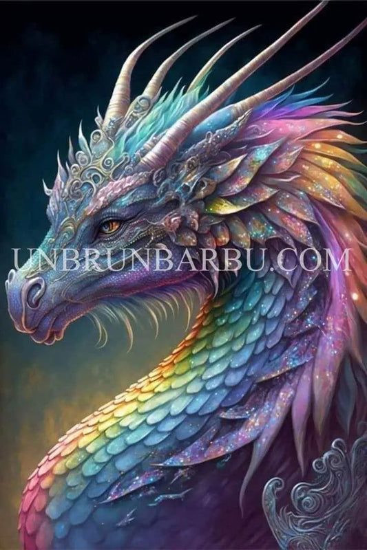 Le Dragon Arc-en-ciel, Symbole de Majesté et de Beauté. (60cm × 90cm). - UnBrunBarbu