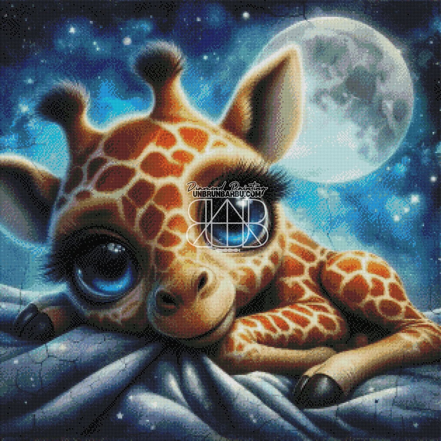 Le Veilleur de la Lune Girafe. (80cm x 80cm). - UnBrunBarbu