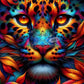 Léopard Rainbow au Regard de Feu (60cm x 60cm)