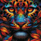 Léopard Rainbow au Regard de Feu (60cm x 60cm)