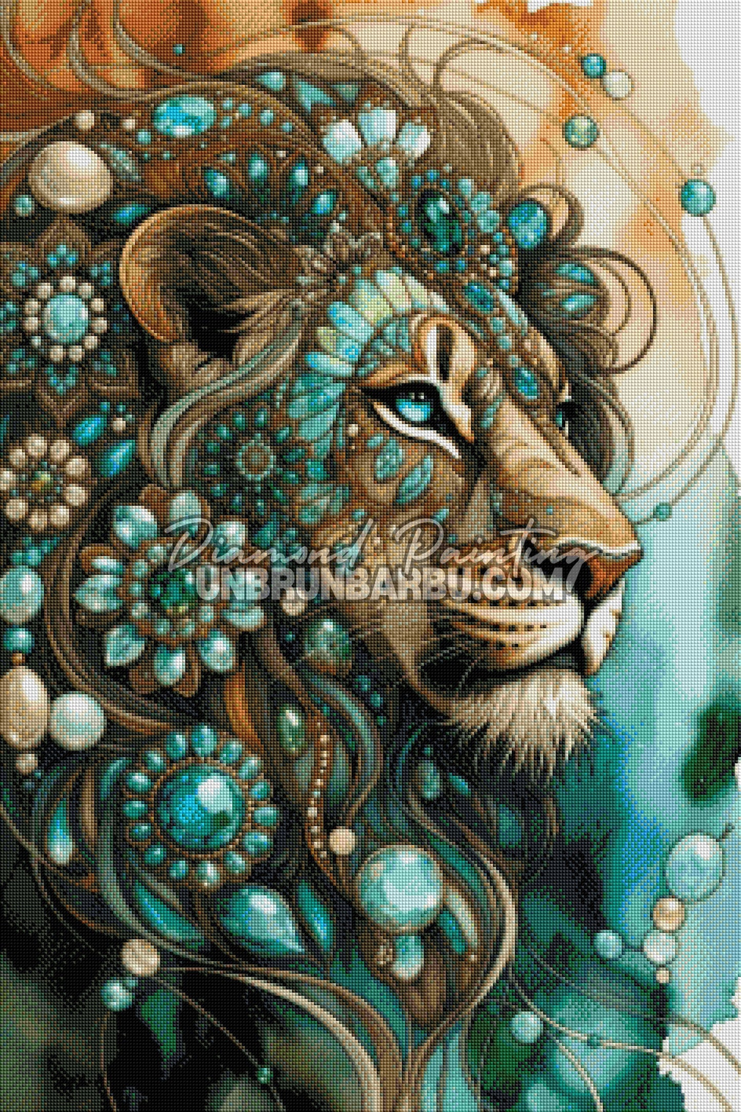 Diamond Painting - Lion aux Joyaux Turquoise (60cm x 90cm)