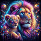 Lion et Lionceau Majesté Néon (100cm x 100cm)