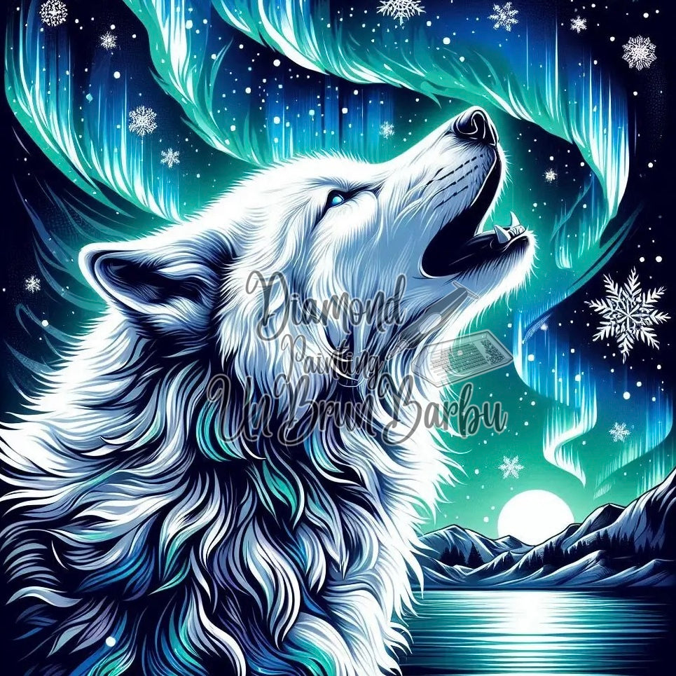 Loup du Ciel Givré Boréales (70cm x 70cm)