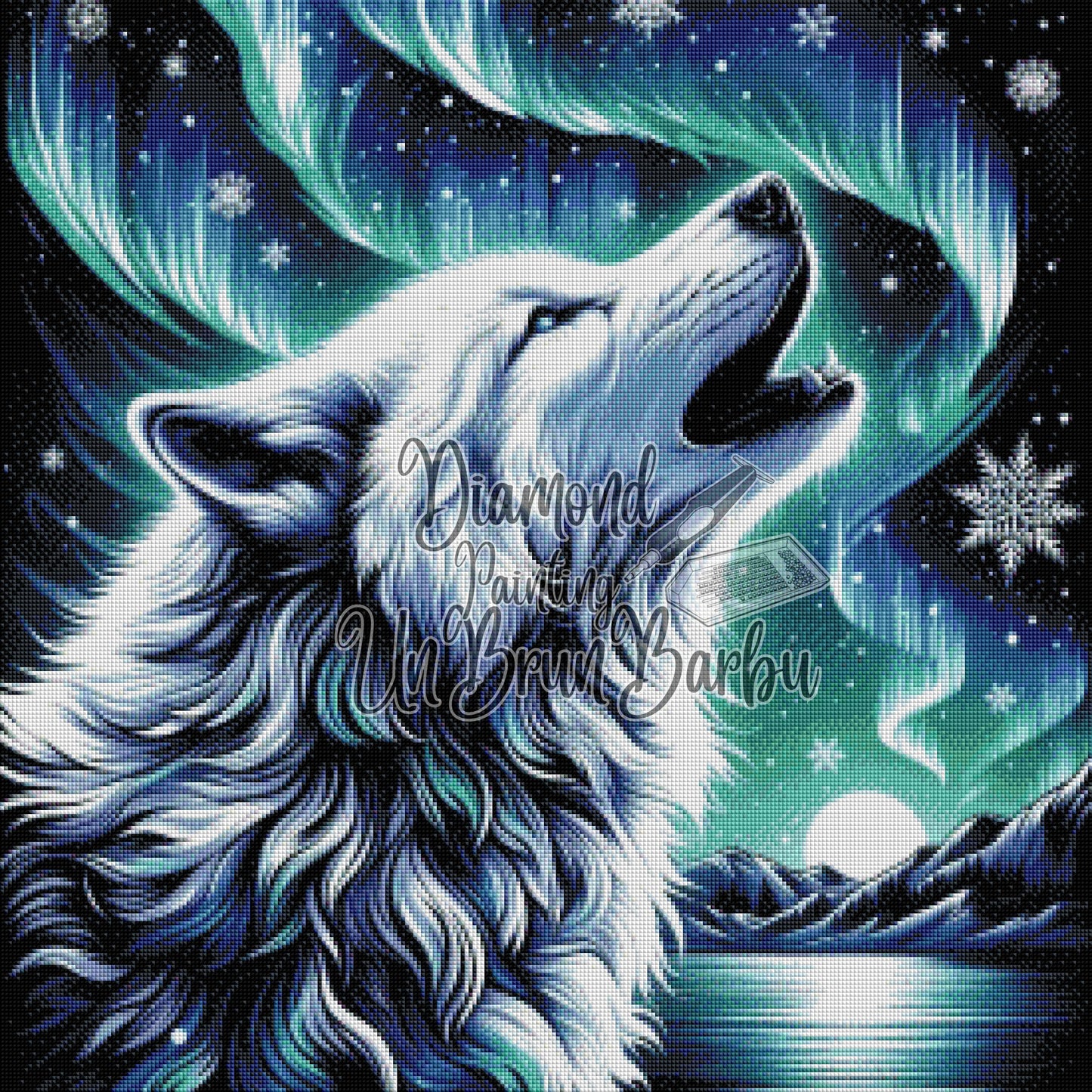Loup du Ciel Givré Boréales (70cm x 70cm)