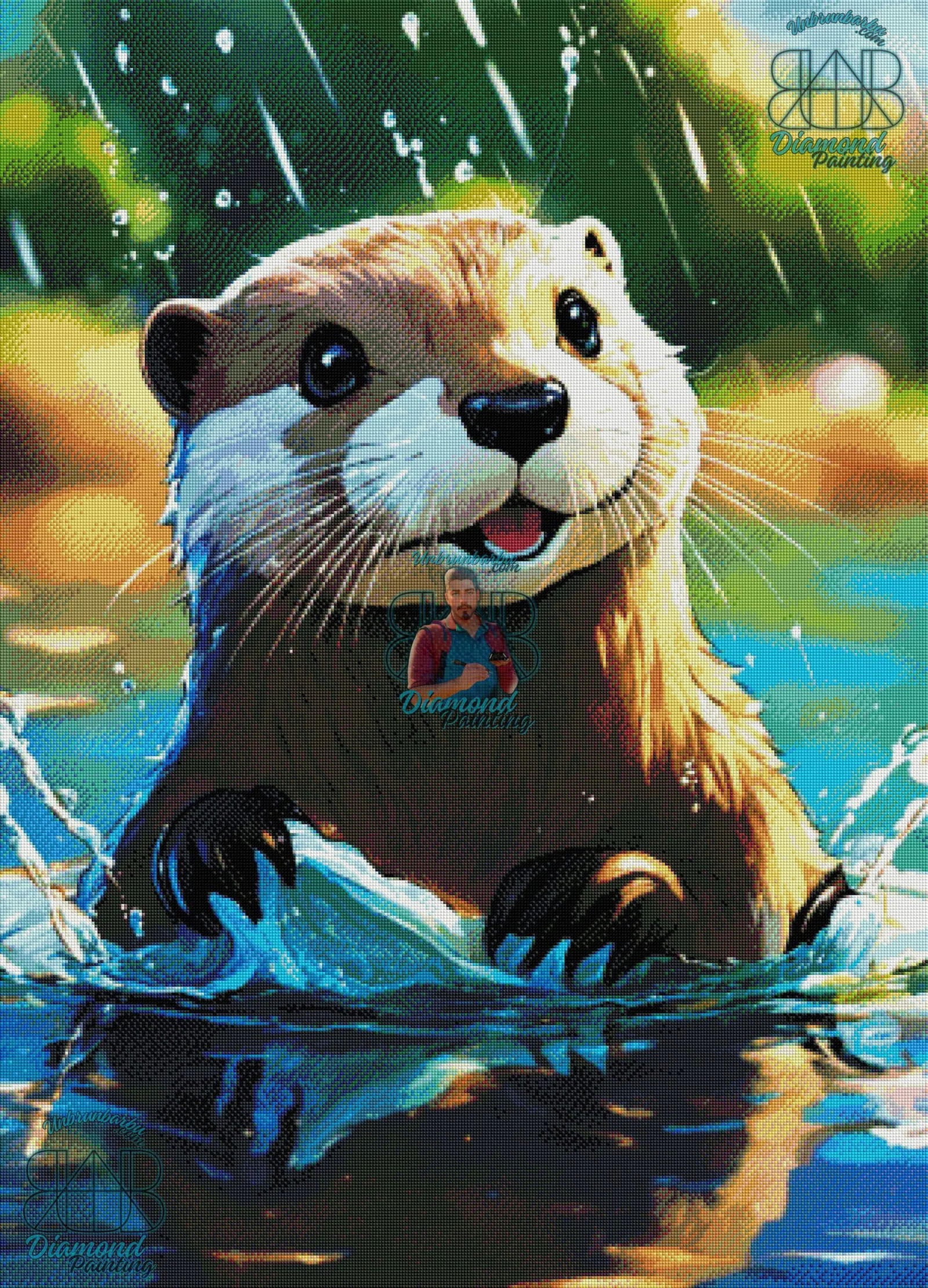 Loutre qui Explore son Paradis Aquatique. (80cm x 110cm). - UnBrunBarbu