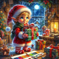 Lutin de Noël en Action (120cm x 120cm) - UnBrunBarbu