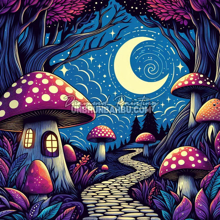 Diamond Painting - Maison Champignon et Nuit Étoilée (60cm x 60cm)