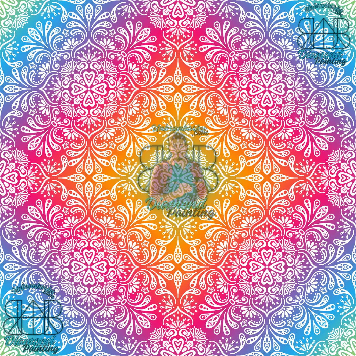 Mandala Magique Vibrant aux Couleurs d’Arc-en-Ciel. (80cm x 80cm). - UnBrunBarbu