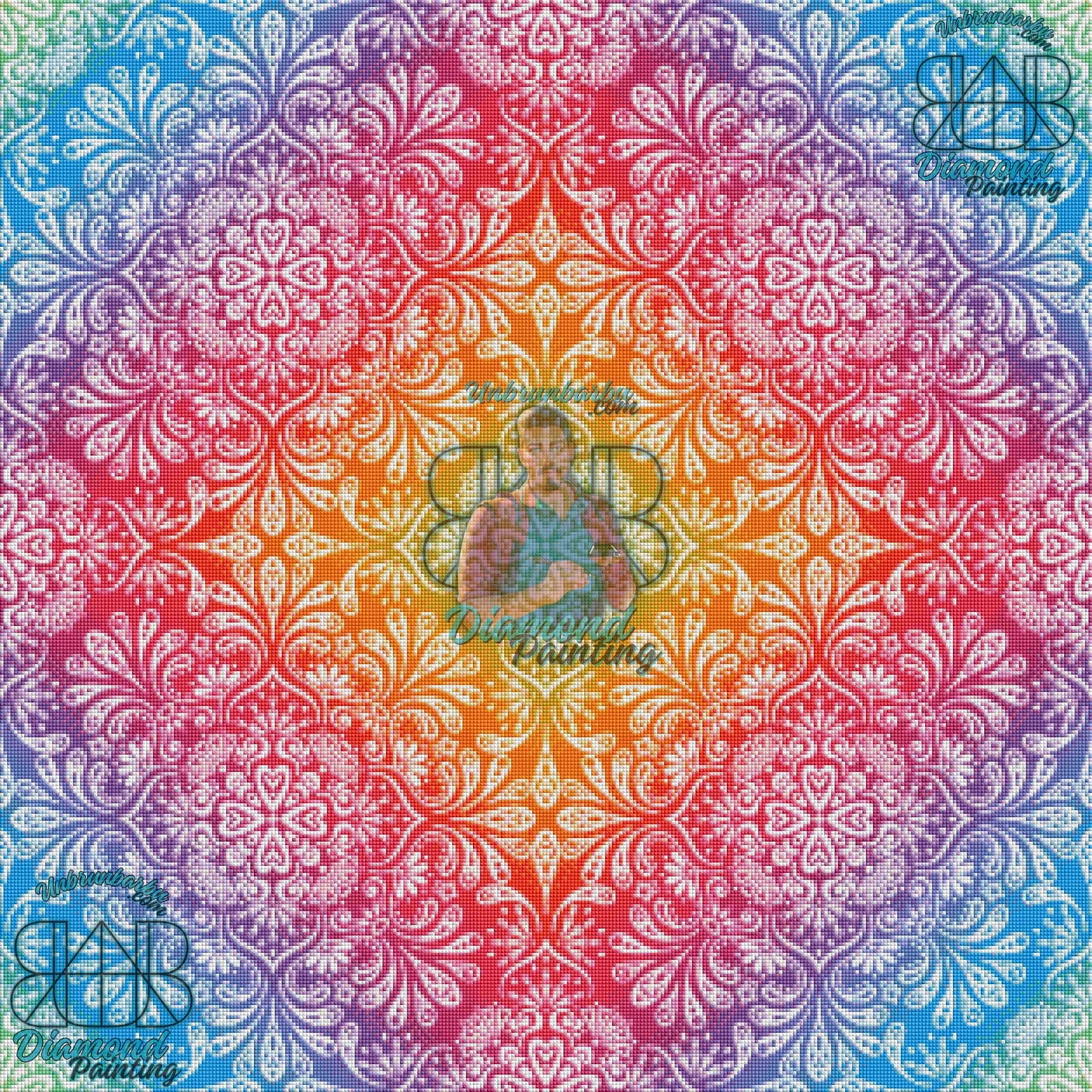 Mandala Magique Vibrant aux Couleurs d’Arc-en-Ciel. (80cm x 80cm). - UnBrunBarbu