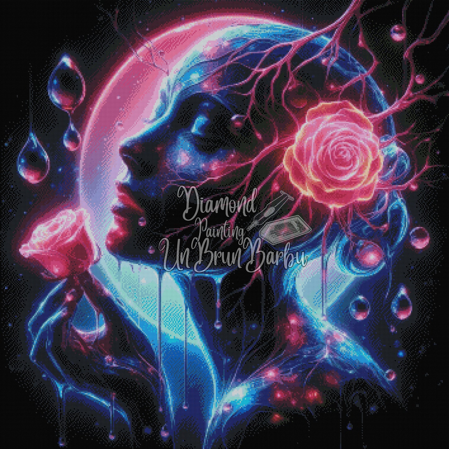 Muse Cosmique aux Roses Néon (90cm x 90cm)