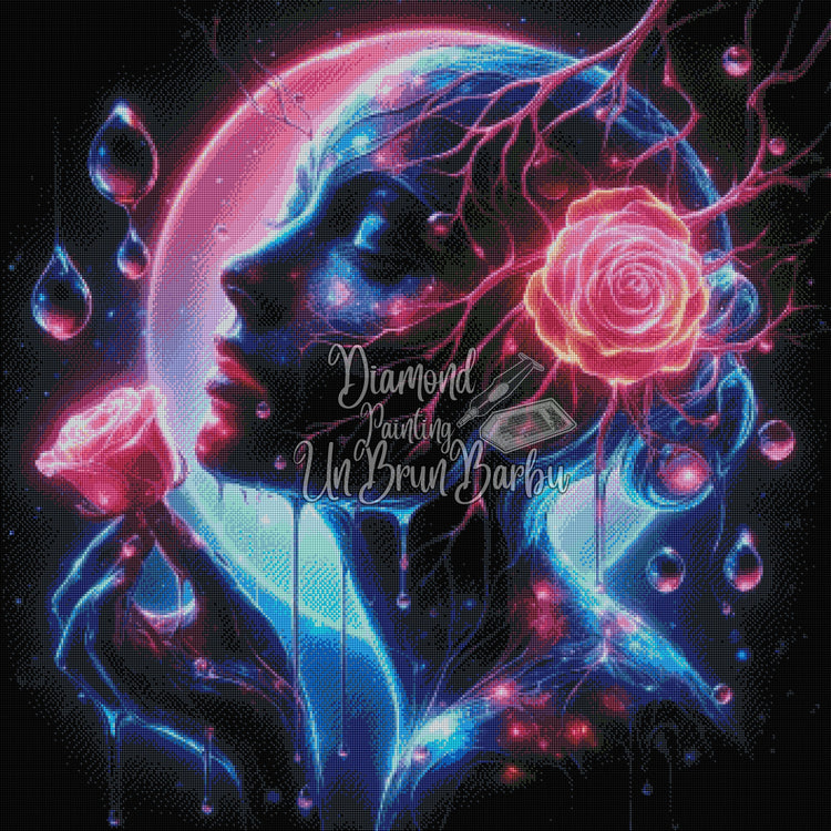 Muse Cosmique aux Roses Néon (90cm x 90cm)