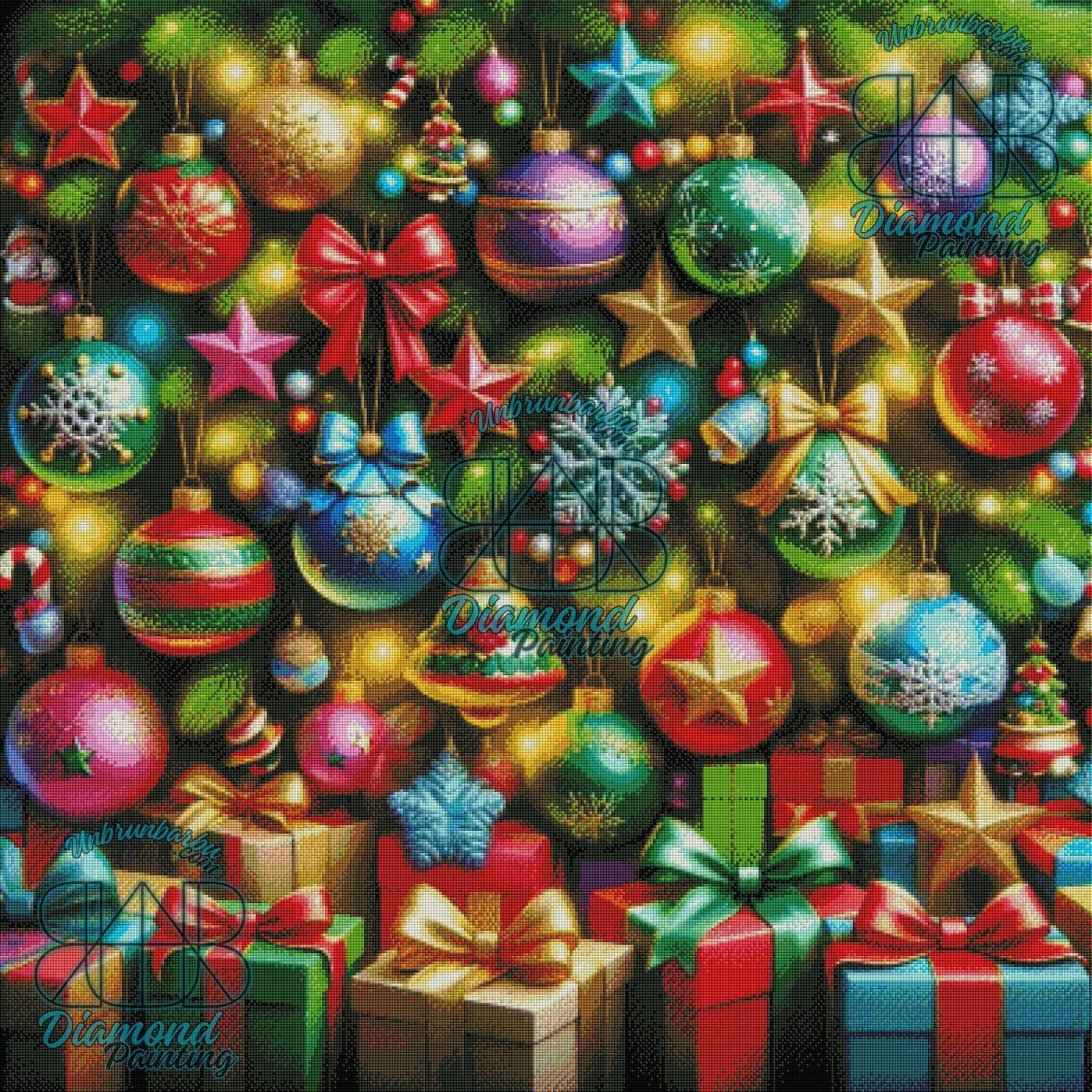 Noël Enchanté Sapin Brillant et Surprises Scintillantes. (100cm x 100cm). - UnBrunBarbu