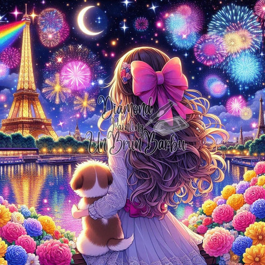 Nuit Féérique sur les Toits de Paris (100cm x 100cm)