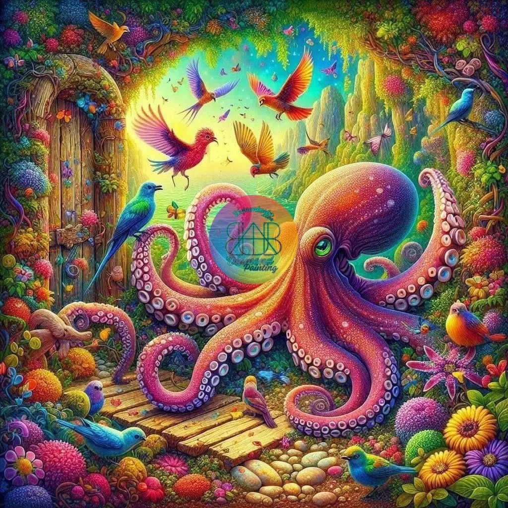 Octopode Enchanté. (100cm x 100cm). - UnBrunBarbu