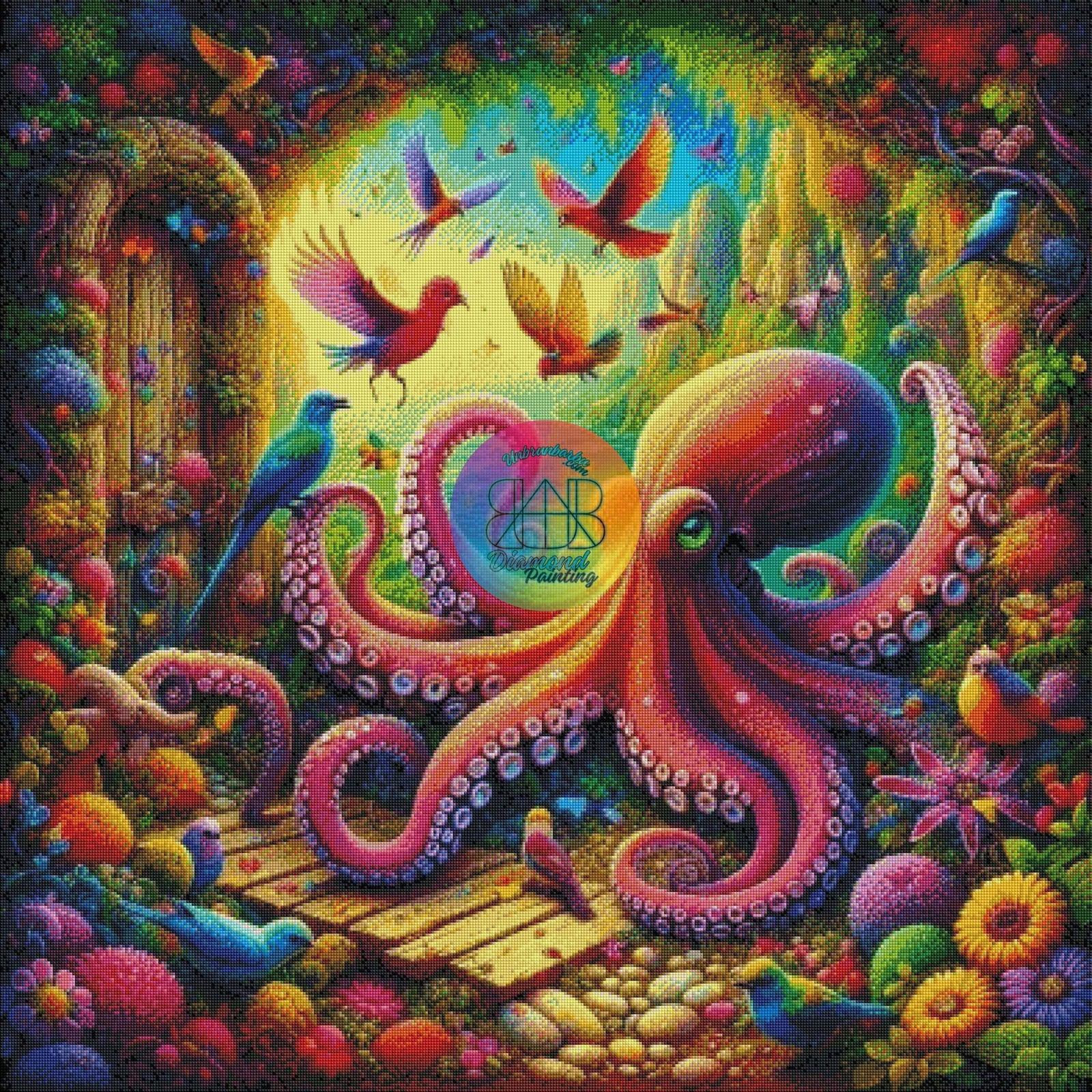 Octopode Enchanté. (100cm x 100cm). - UnBrunBarbu