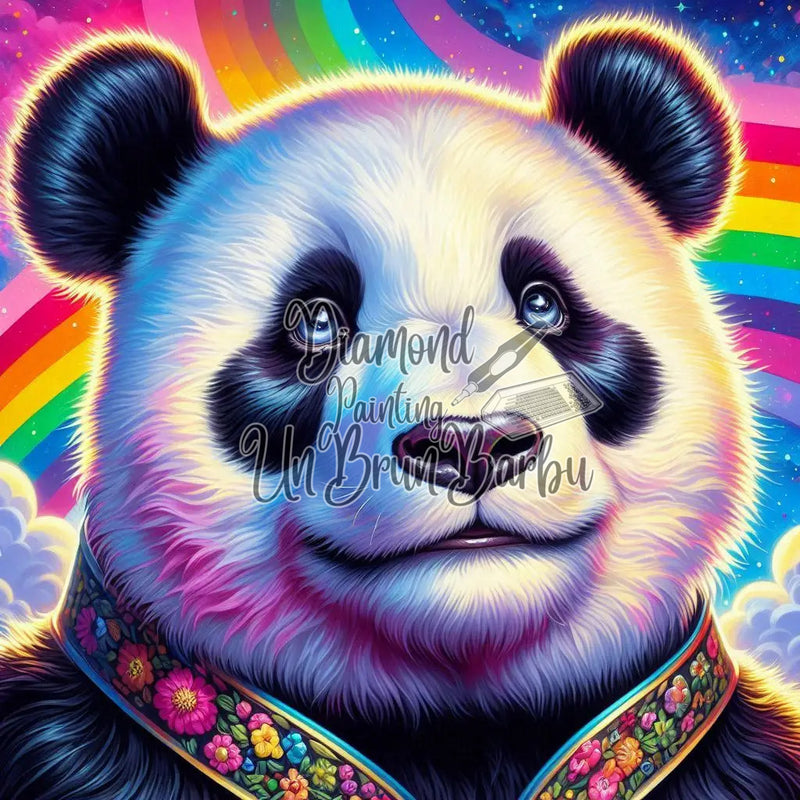 Panda Gardien des Arcs-en-ciel (80cm x 80cm)