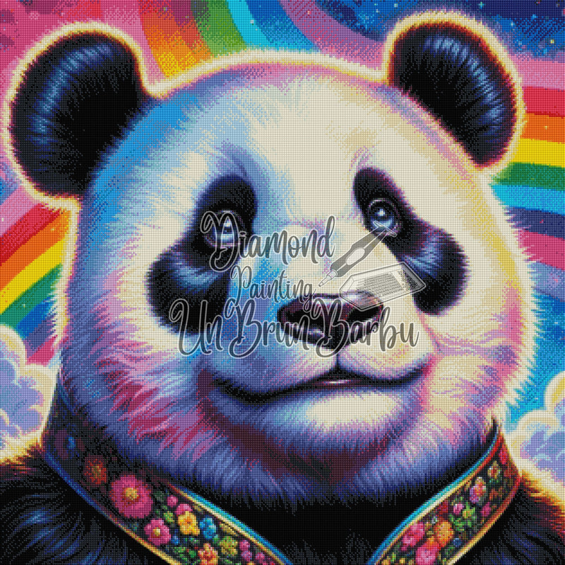 Panda Gardien des Arcs-en-ciel (80cm x 80cm)