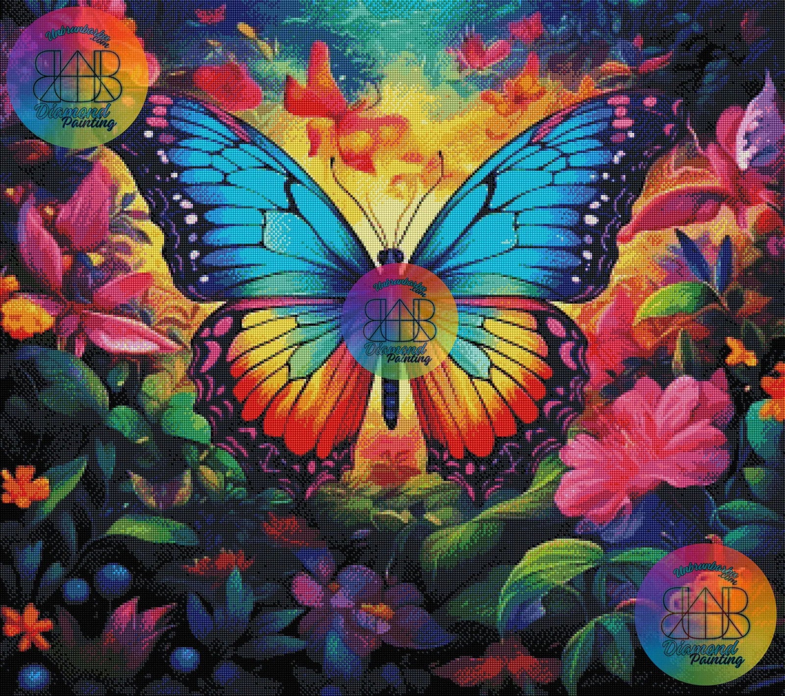 Papillon Voyage en Forêt Tropicale. (90cm x 80cm). - UnBrunBarbu