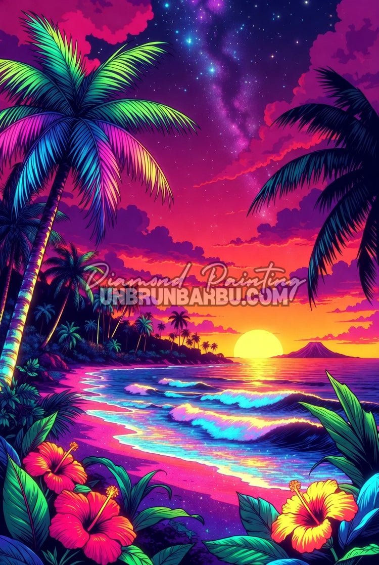 Diamond Painting - Paradis Lumineux des Tropiques (60cm x 90cm)