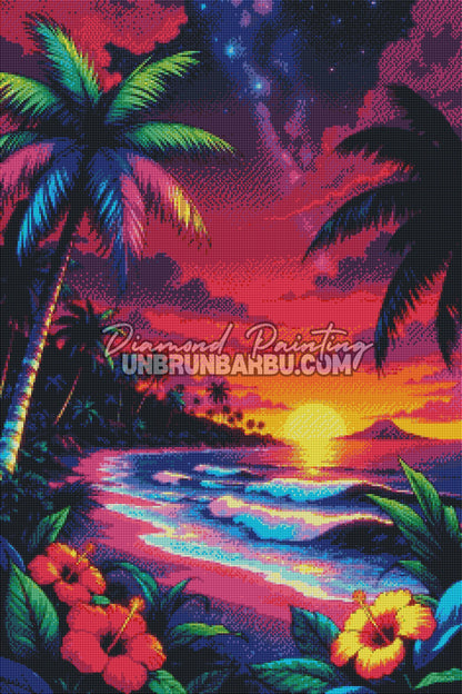 Diamond Painting - Paradis Lumineux des Tropiques (60cm x 90cm)