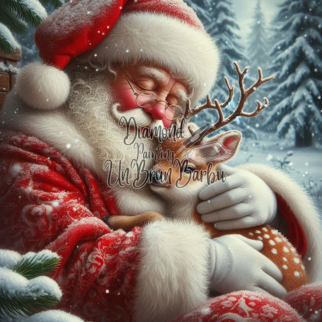 Père Noël : Un Moment de Paix avant la Grande Nuit (100cm x 100cm)