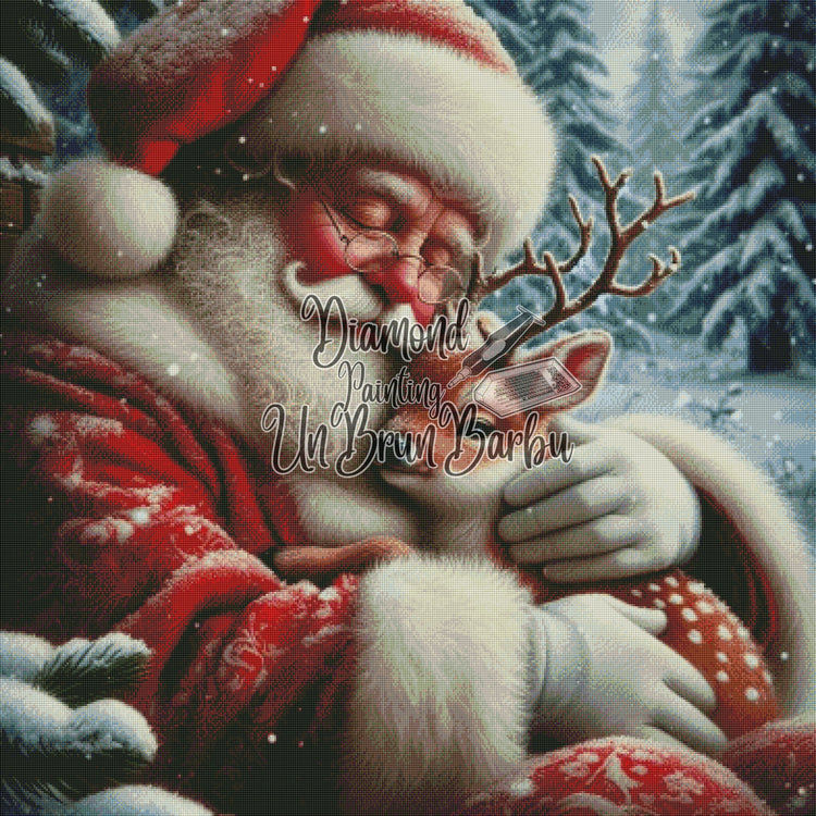 Père Noël : Un Moment de Paix avant la Grande Nuit (100cm x 100cm)