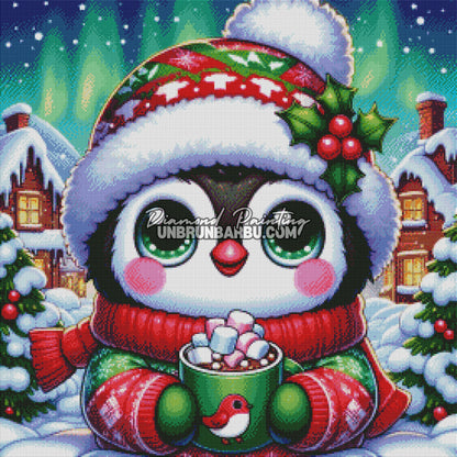 Petit Pingouin et le Chocolat de Noël (70cm x 70cm)