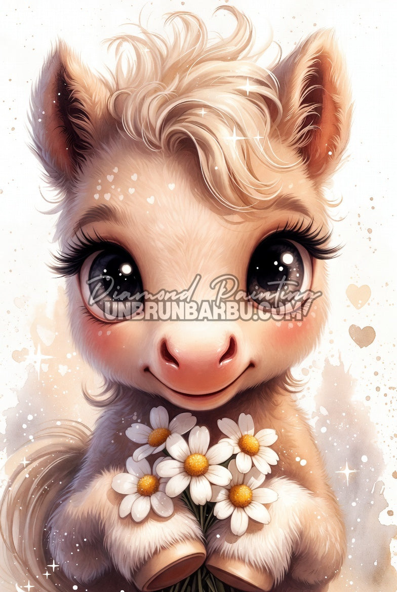 Diamond Painting - Petit Poney aux Marguerites (50cm x 75cm)