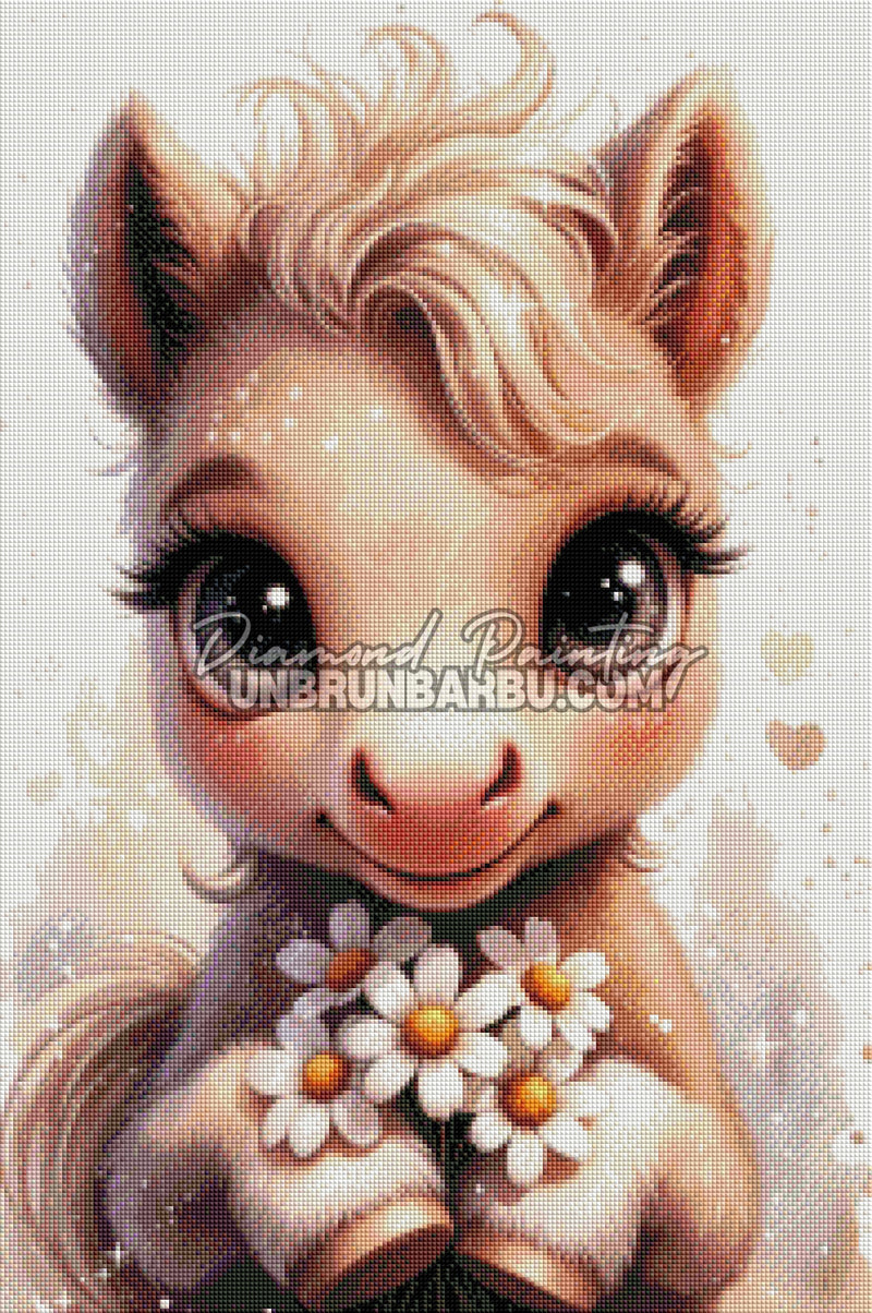 Diamond Painting - Petit Poney aux Marguerites (50cm x 75cm)