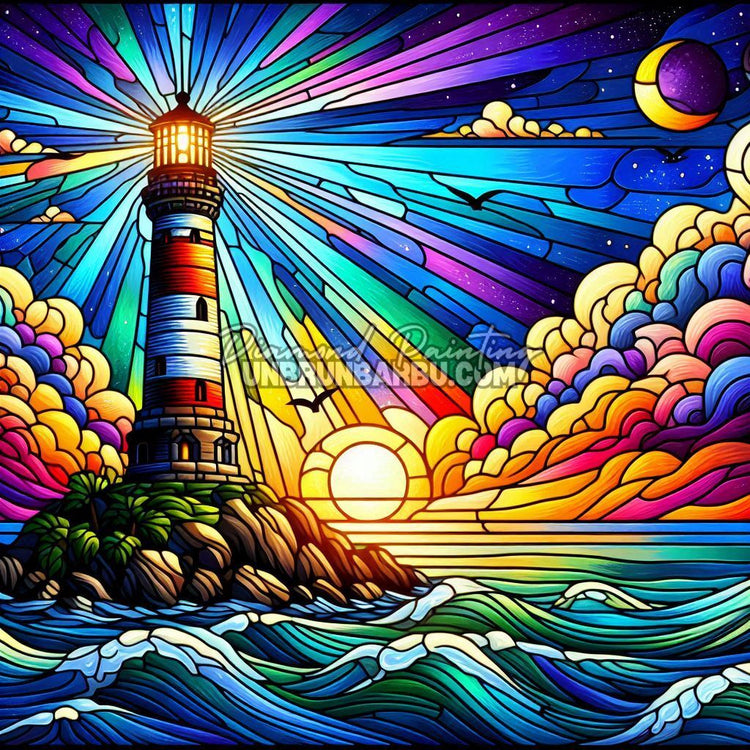 Diamond Painting - Phare en Vitrail (70cm x 70cm)