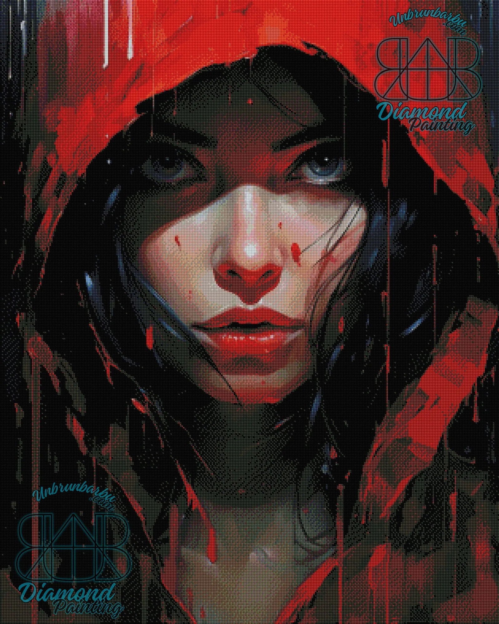 Pluie Rouge : Portrait Intemporel. (80cm x 100cm). - UnBrunBarbu