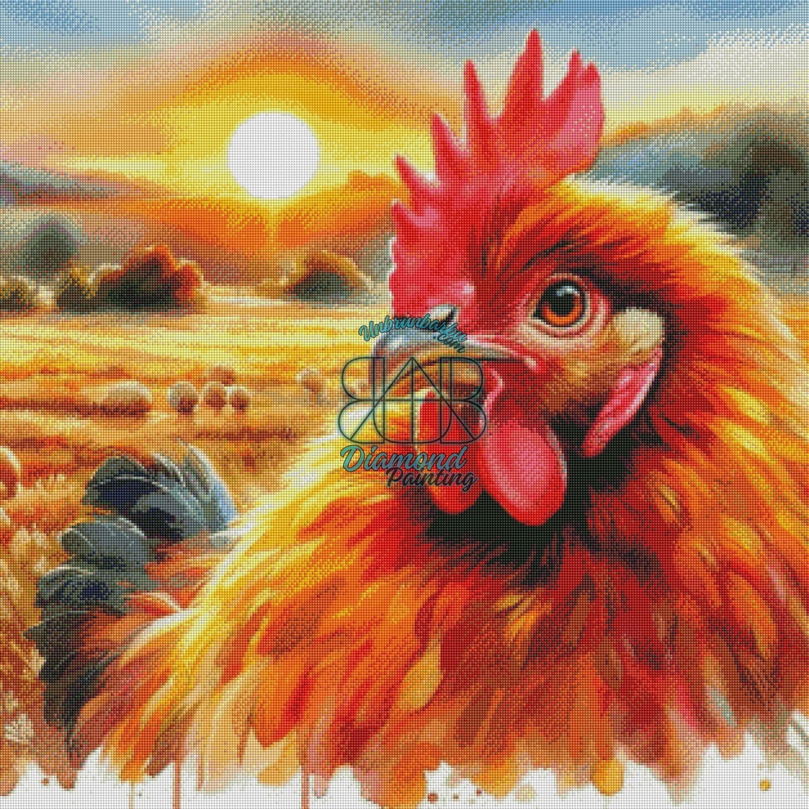 Poule, Spectacle du Soir. (80cm x 80cm). - UnBrunBarbu