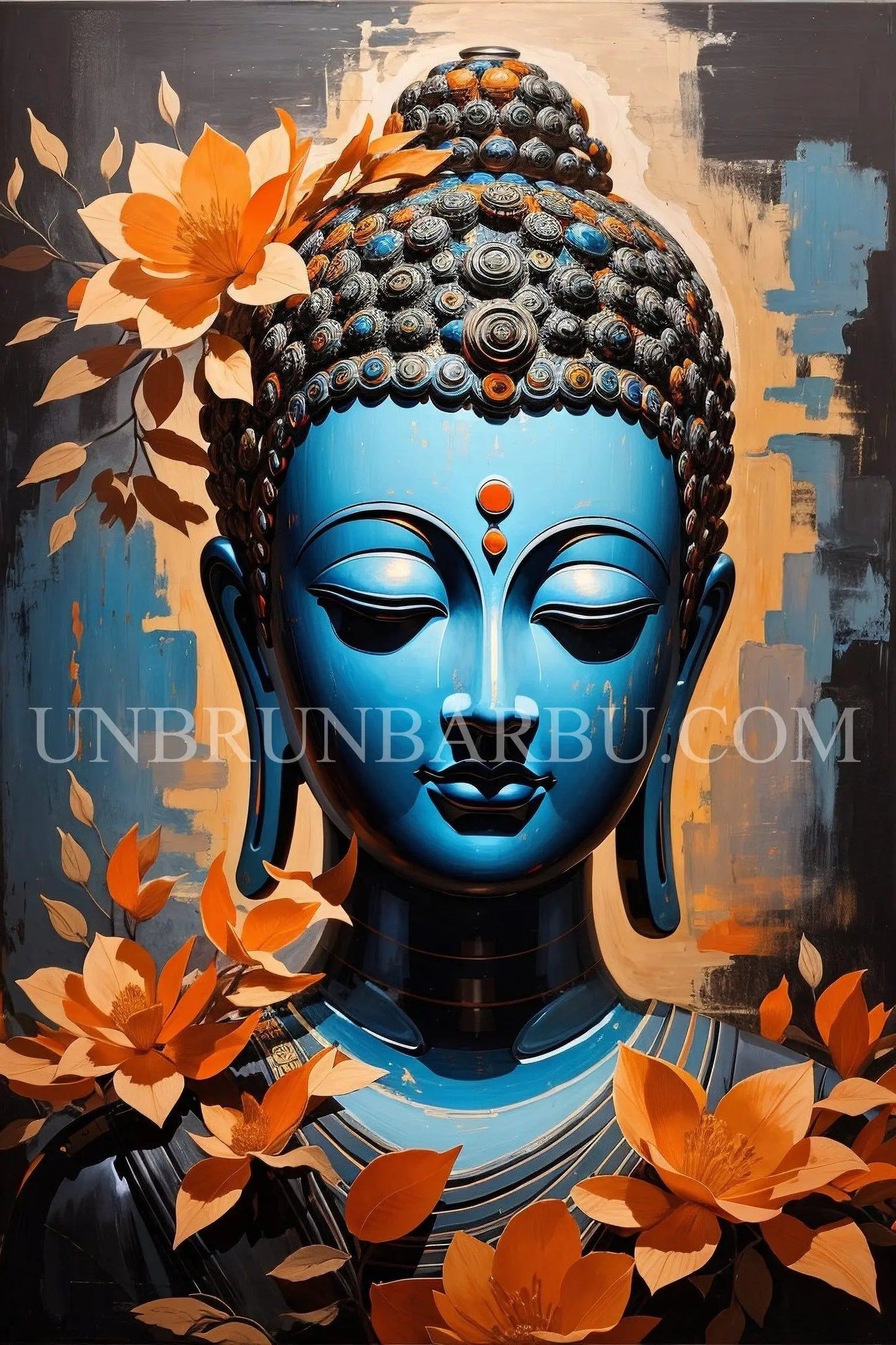 Reflet de Sérénité, Bouddha au Cœur d’une Oasis Azurée. (60cm × 90cm). - UnBrunBarbu