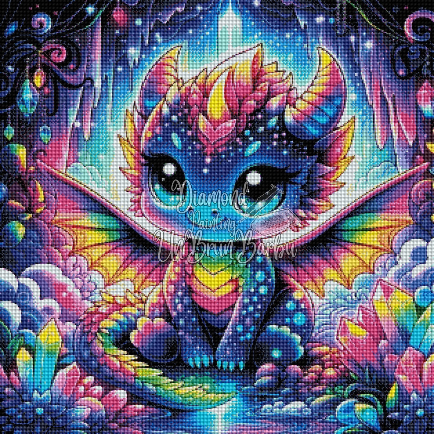 Rêve Dragon et Pierres Précieuses (80cm x 80cm)