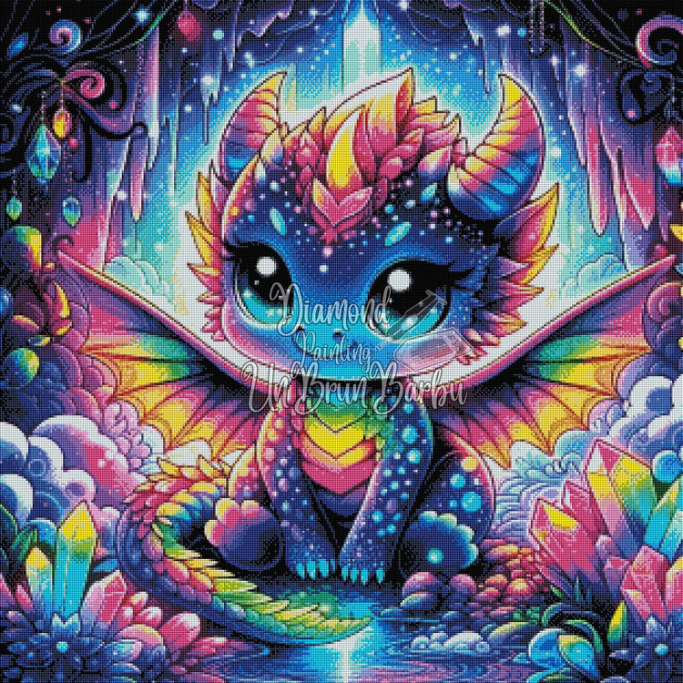 Rêve Dragon et Pierres Précieuses (80cm x 80cm)
