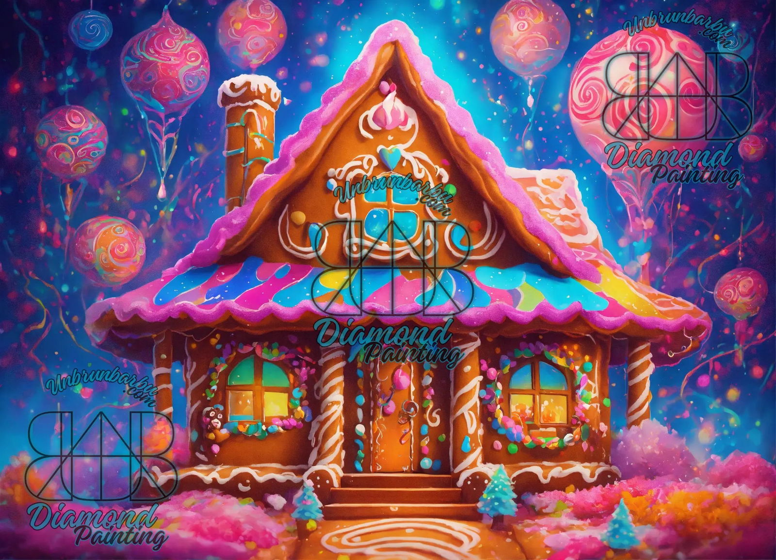 Rêve Sucré : Maison de Pain d’Épice en Technicolor. (100cm x 75cm). - UnBrunBarbu